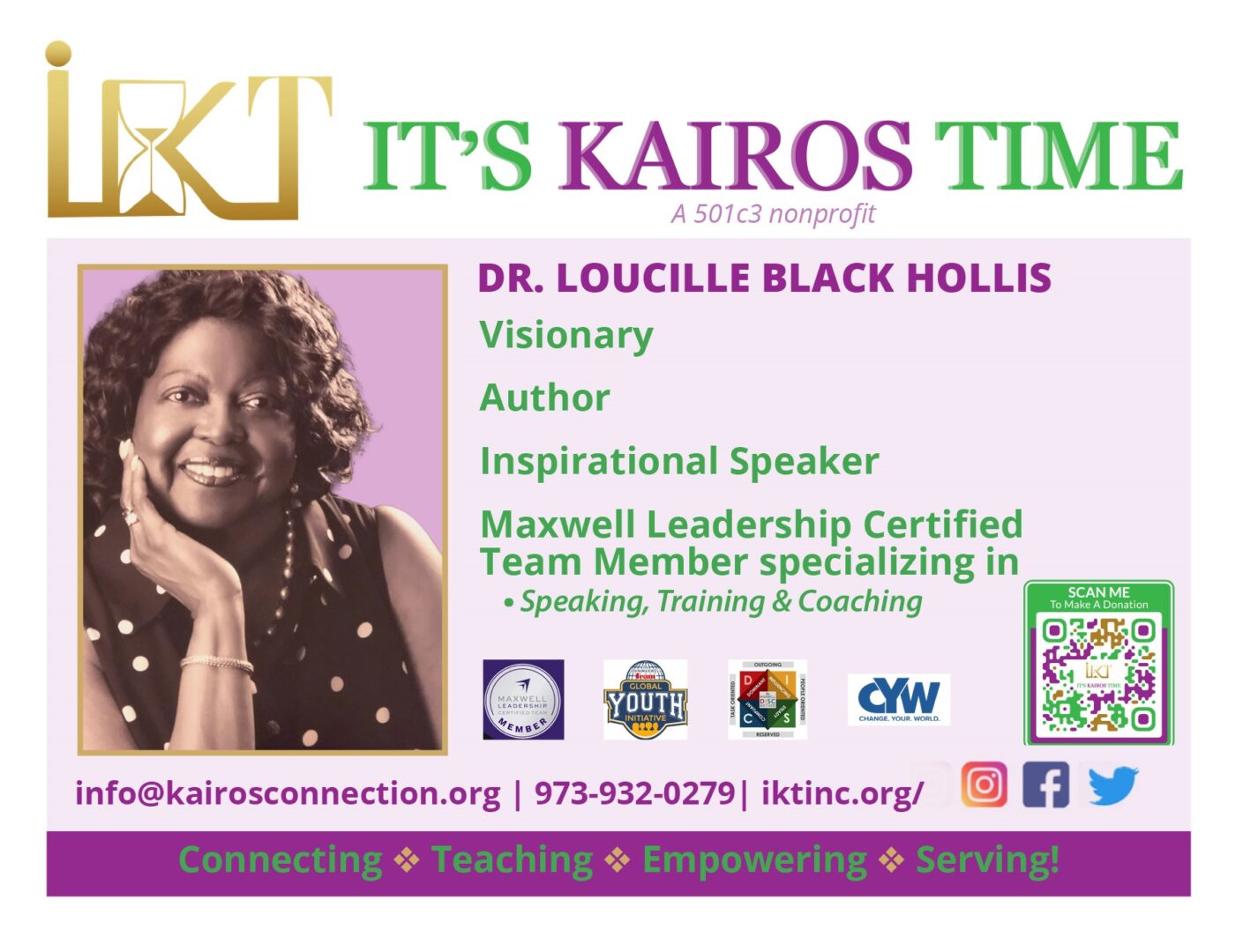 A business card for dr. Lucille black hollis